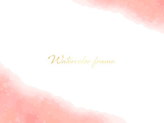 ピンクのグラデーションが綺麗な水彩のフレーム背景イラスト