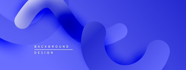 Abstract blue design features flowing shapes, gradients. Modern aesthetic, smooth curves create dynamic visual impact.
