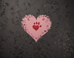 Adorable dog paw print heart shape, perfect Valentine's Day wallpaper ,  love,  graphic,  vector