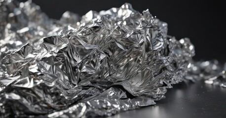Crinkled silver foil, dramatic light play, intense shine ,  silver leaf,  crease