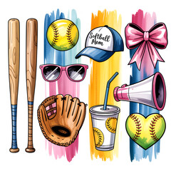 baseball bat and ball on white background