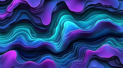 Abstract Blue Purple Waves Background.