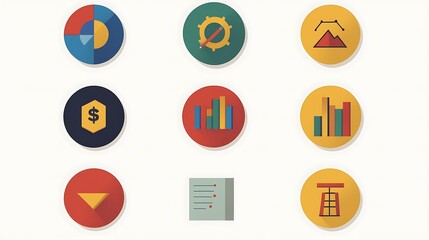Flat Design Business Icons Set.