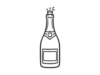 bottle of champagne Line Art Illustration