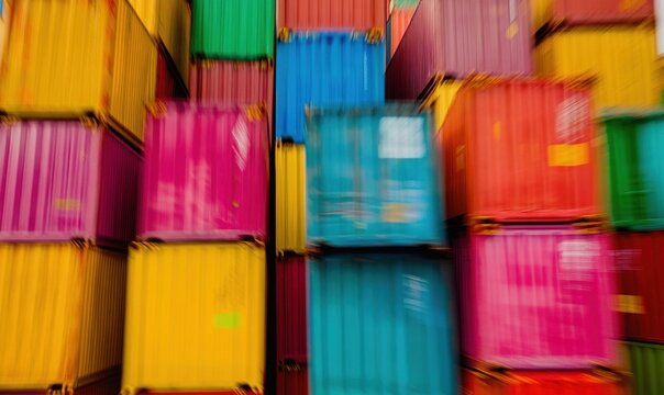 Farbintensive Stapel von Seecontainern