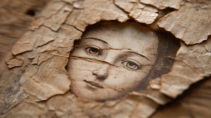 Weathered Icon Serene Face.