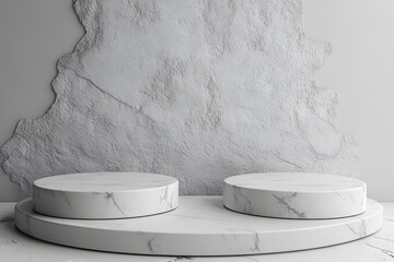 Marble Platform Display with Textured Wall Backdrop for Product