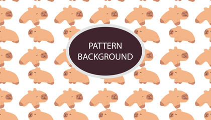 Kawaii capybaras pattern background design. Capybara, capybara cute, happy, vector. Capibara vector illustration for fabric, children's clothing, wrapping paper, children's textiles