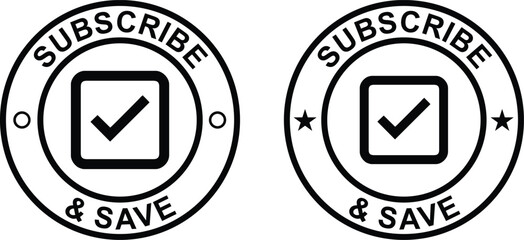 Subscribe and Save Vector Label – Discount, Offer, Badge, Ecommerce Promo