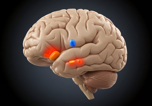 Human Brain Anatomy: 3D Model Highlighting Key Regions