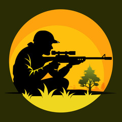 hunter shooting with rifle