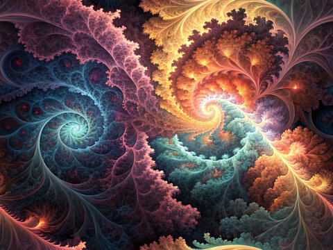 Fototapeta Abstract fractal art with swirling spiral patterns
