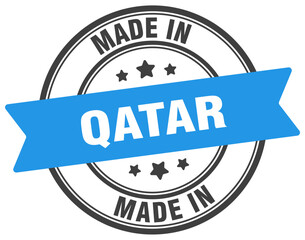 Made in Qatar round sign. Made in Qatar stamp.