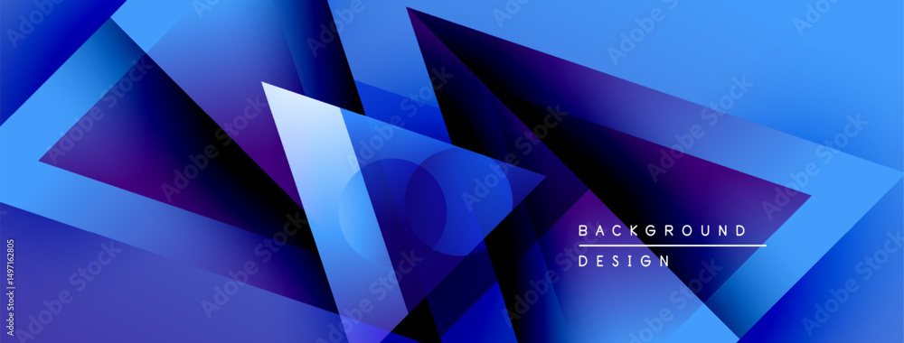Poster abstract blue design features geometric shapes, gradients, dynamic composition. modern background su