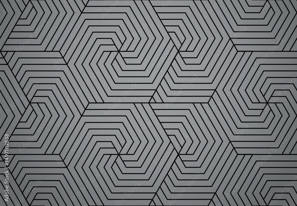 Poster Abstract geometric pattern with stripes, lines. Seamless vector background. Gray and black ornament. Simple lattice graphic design