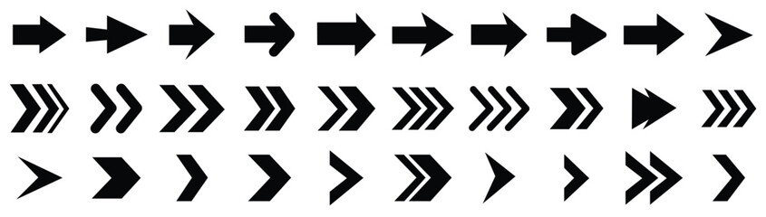 Collection of arrow icon. Black arrows directional arrow vector icon on white background, Vector illustration.