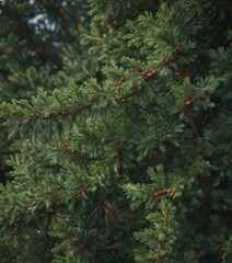 Abundant, richly colored evergreen branches, close-up view,  xmas,  design,  decoration