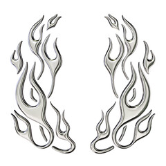 Chrome Tribal Flame – 3D Render on Transparent Background