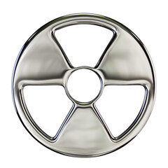 Fototapeta premium Chrome Radiation Symbol – 3D Render on Transparent Background