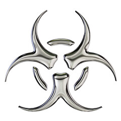 Chrome Biohazard Symbol – 3D Render on Transparent Background