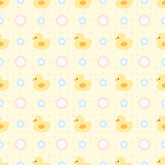 seamless pattern with flowers and duck