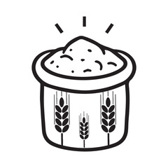 Bag of flour line icon, outline vector sign, linear style pictogram isolated on white. Symbol, logo illustration. Editable stroke