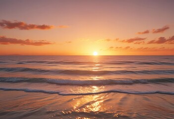 Blurred orange sunset reflecting on tranquil sea, ocean,  twilight,  vibrant