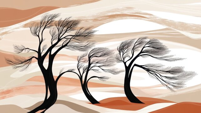 Abstrakte Baumlandschaft im Wind