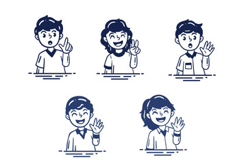 line art of people for teaching in class and learning  vector set2