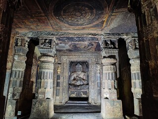 Ajanta and Ellora Caves, UNESCO World Heritage Sites in Maharashtra, India, showcase ancient rock-cut architecture, intricate carvings, and mesmerizing murals. Ajanta, known for its Buddhist caves, fe