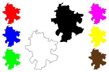 Fototapeta premium Thrissur city (Republic of India, State of Kerala) map vector illustration, scribble sketch Trichur, Thrissivaperur map