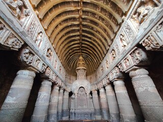 Ajanta and Ellora Caves, UNESCO World Heritage Sites in Maharashtra, India, showcase ancient rock-cut architecture, intricate carvings, and mesmerizing murals. Ajanta, known for its Buddhist caves, fe