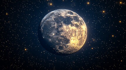 Fototapeta premium Stunning View of the Moon Illuminating the Starry Night Sky