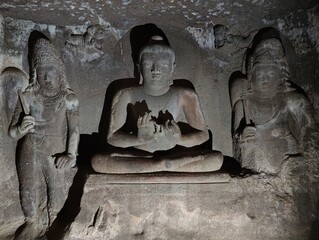 Ajanta and Ellora Caves, UNESCO World Heritage Sites in Maharashtra, India, showcase ancient rock-cut architecture, intricate carvings, and mesmerizing murals. Ajanta, known for its Buddhist caves, fe