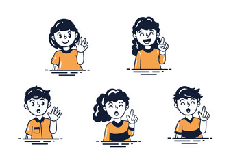 line art of people for teaching in class and learning  vector Color fun