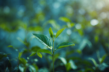 Fototapeta premium Young green plant sprout growing in nature