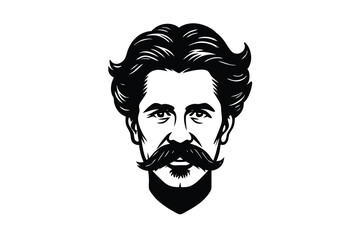 Obraz premium Angry bearded man cartoon with funny evil eyes vector illustration