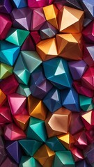 Fototapeta premium Abstract colorful geometric shapes with a vibrant and textured appearance.