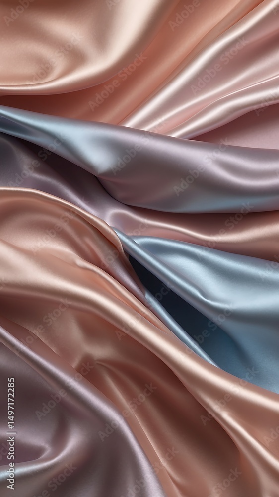 Poster abstract image of flowing fabric with smooth curves in brown and blue.