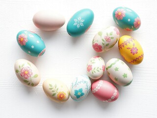 Fototapeta premium Easter Egg Extravaganza on Textured Canvas