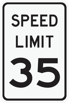 United States speed limit 35 traffic sign