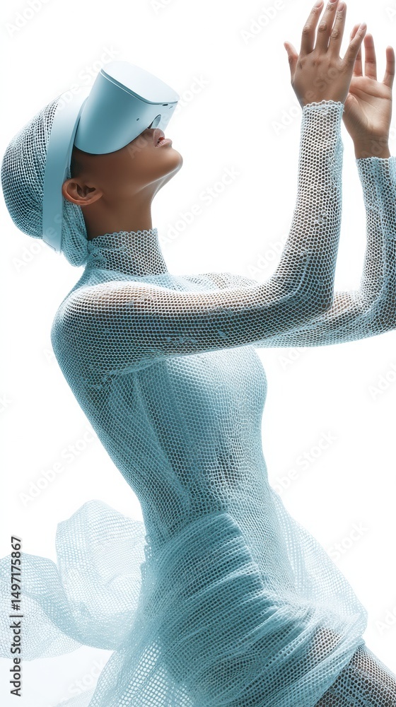 Aufkleber Immersive Tech Couture Next-Gen Virtual Reality Bodysuit Exploring Sensory Boundaries - Cutting-Edge Digital Fashion for Experiential Spatial Computing