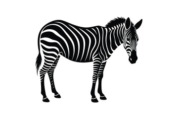 Obraz premium Zebra Silhouette Vector Art – Wildlife Animal Graphic in Black & White