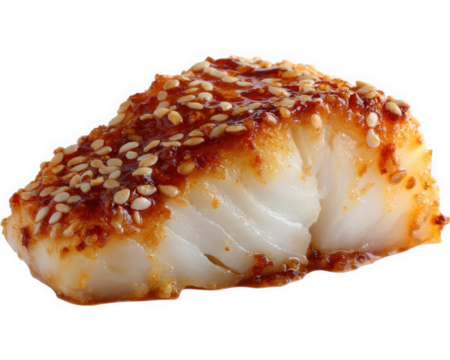 Delicious Miso Glazed Cod features sweet and savory glaze, topped with sesame seeds, showcasing beautifully cooked fish dish. This Japanese style delicacy is perfect for seafood lovers