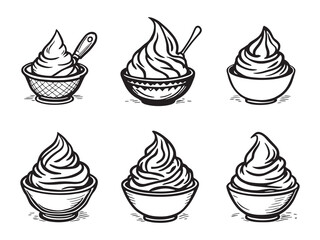 Cream Scoop Line Art Illustration