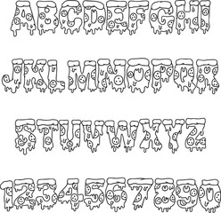 Cheesy Pizza typography font lettering ABC cartoon vector text