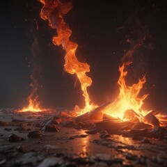 Fiery embers float, glowing intensely against a shadowy backdrop ,  moody,  light