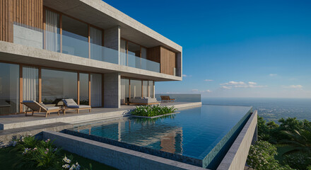 Luxury Modern Cliffside Villa with Infinity Pool Architectural Design