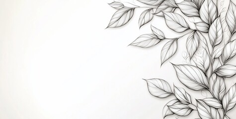 Elegant monochrome leaf illustration with copy space.
