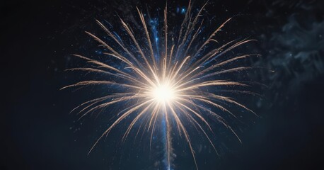 Single blue firework explosion, dark night sky background ,  event,  bright,  overlay
